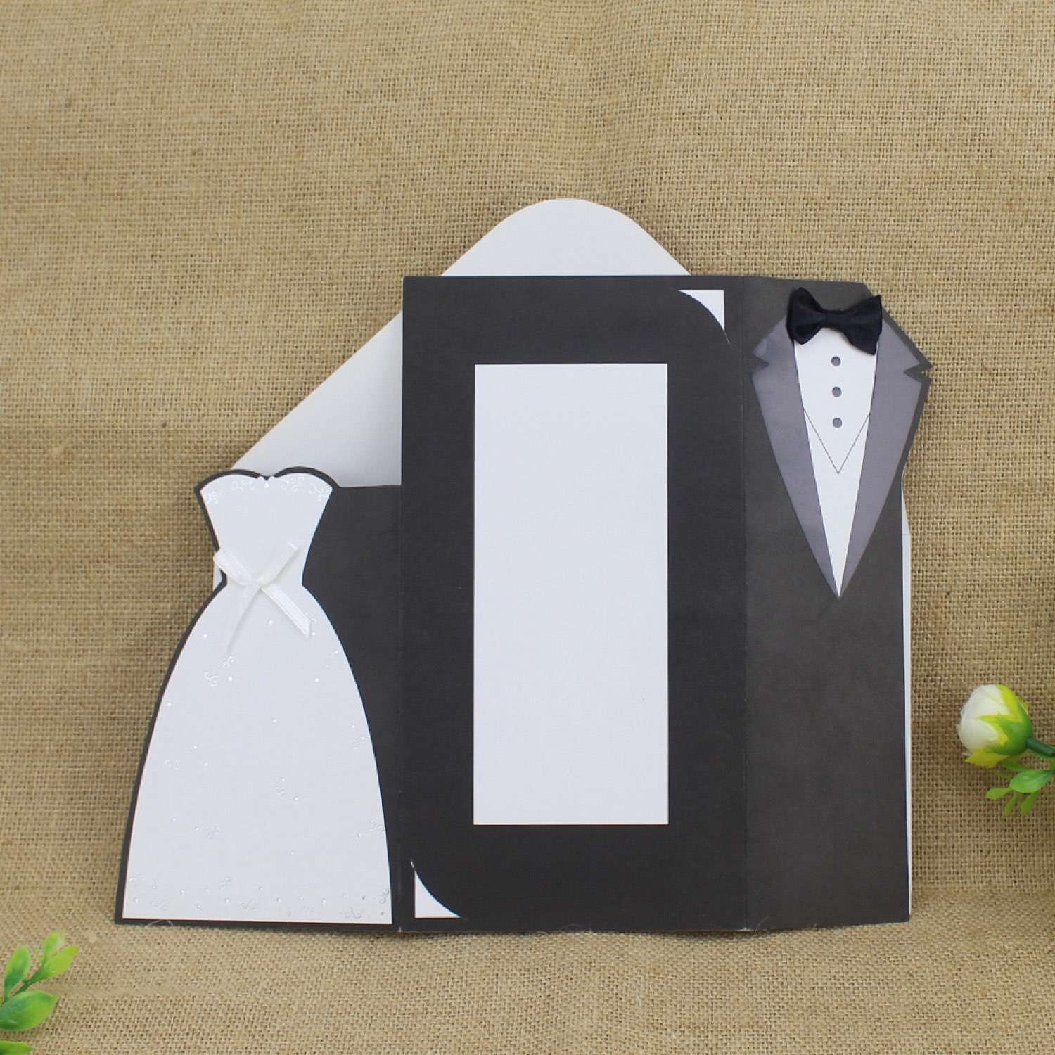 Wedding Dress and Business Suit Invitation Card Wedding Invitation Card Customized Gate Fold
